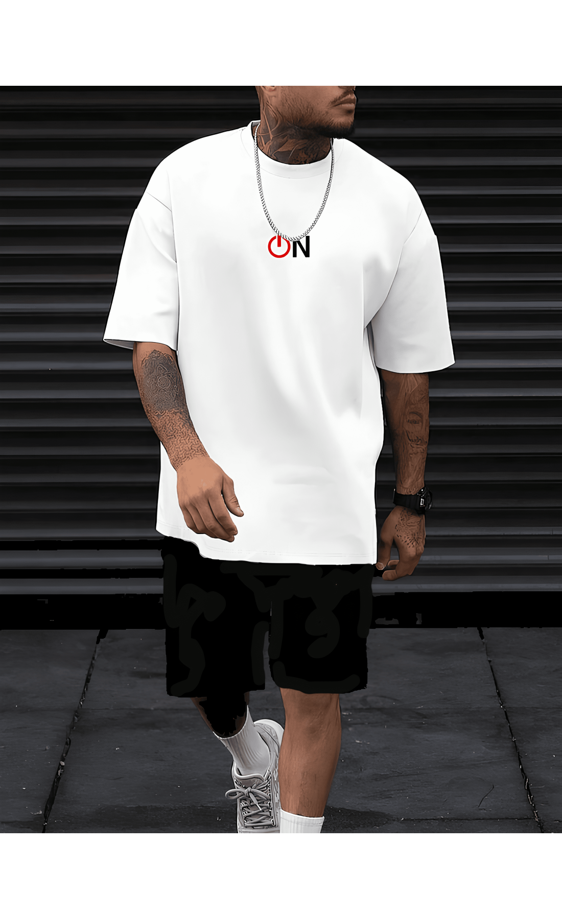 Літній чоловічий стильний чорно-білий спортивний костюм-двійка