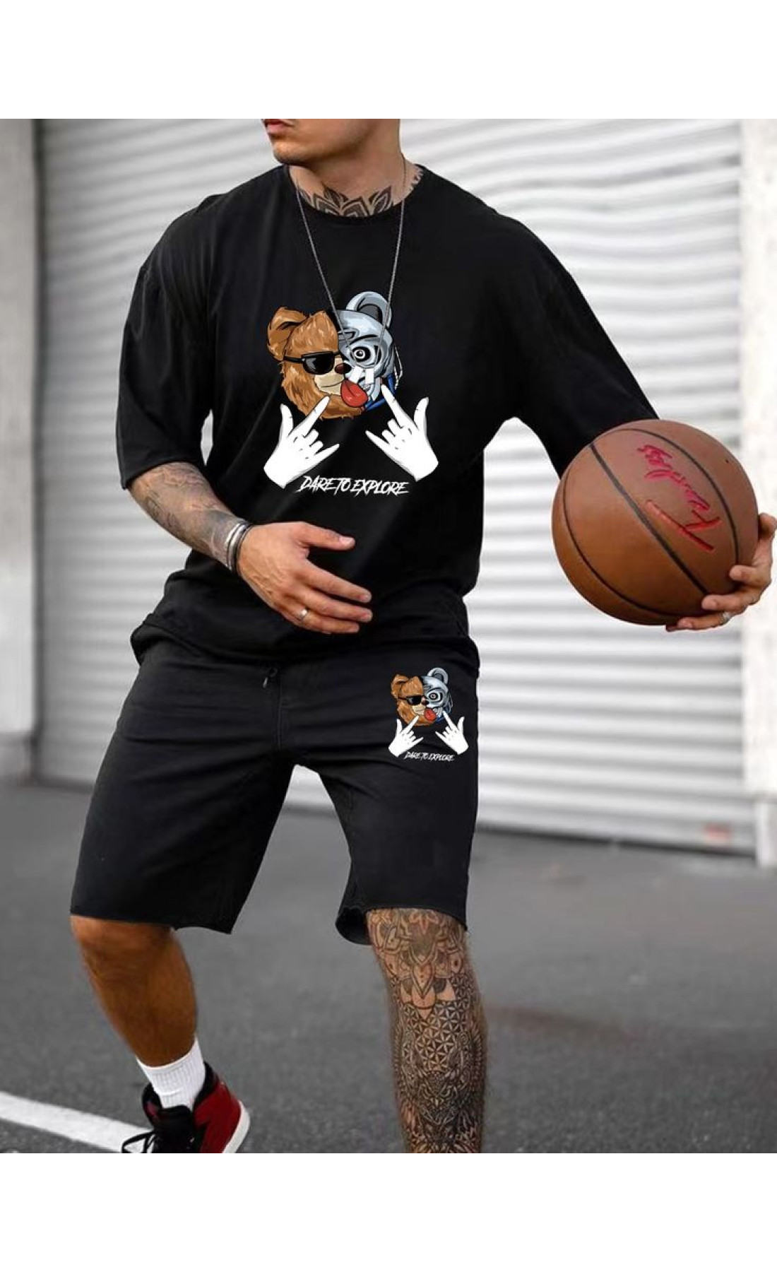 Чоловічий чорний літній модний спортивний костюм-двійка