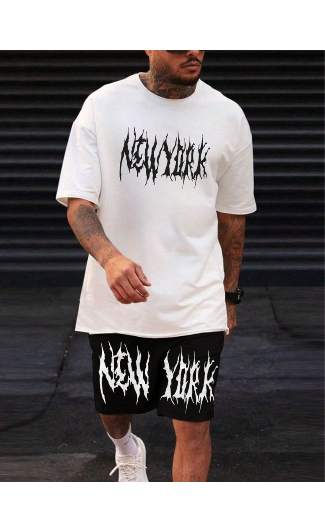 Чорно-білий легкий чоловічий літній спортивний костюм з трендовим дизайном