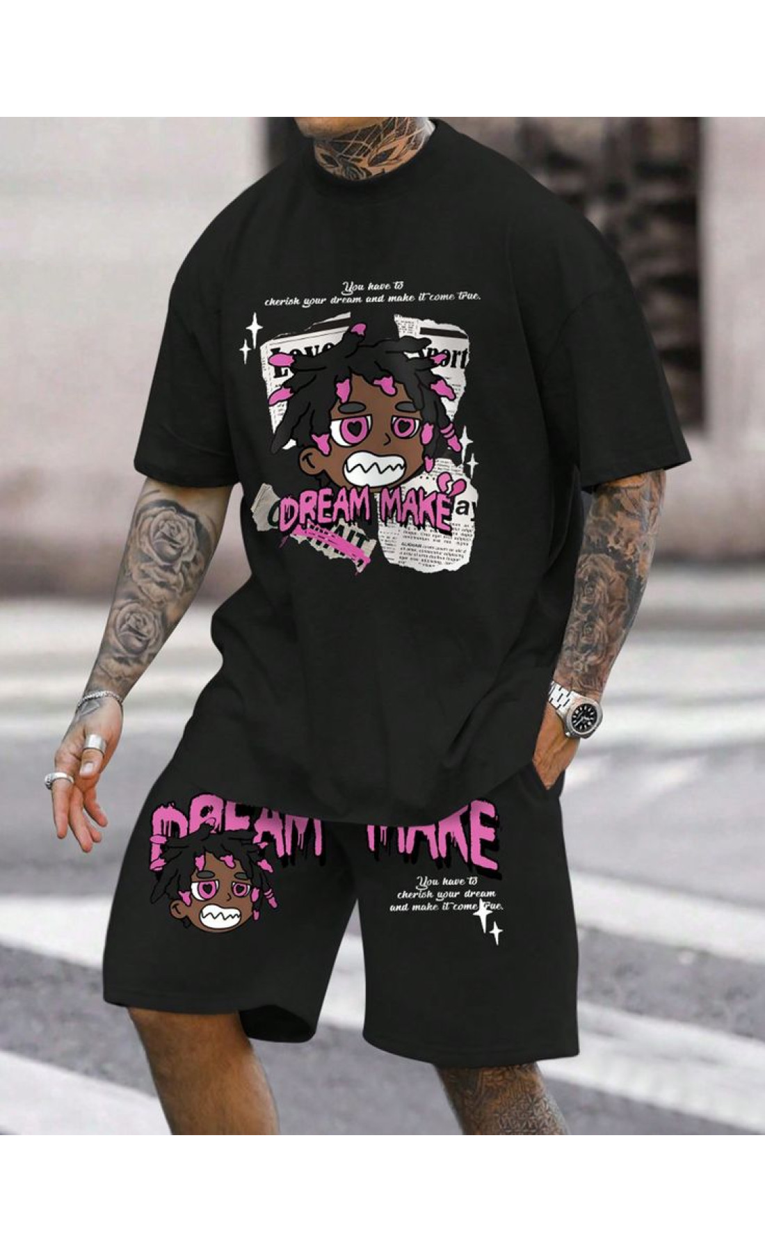 Чорний чоловічий зручний літній спортивний костюм-двійка