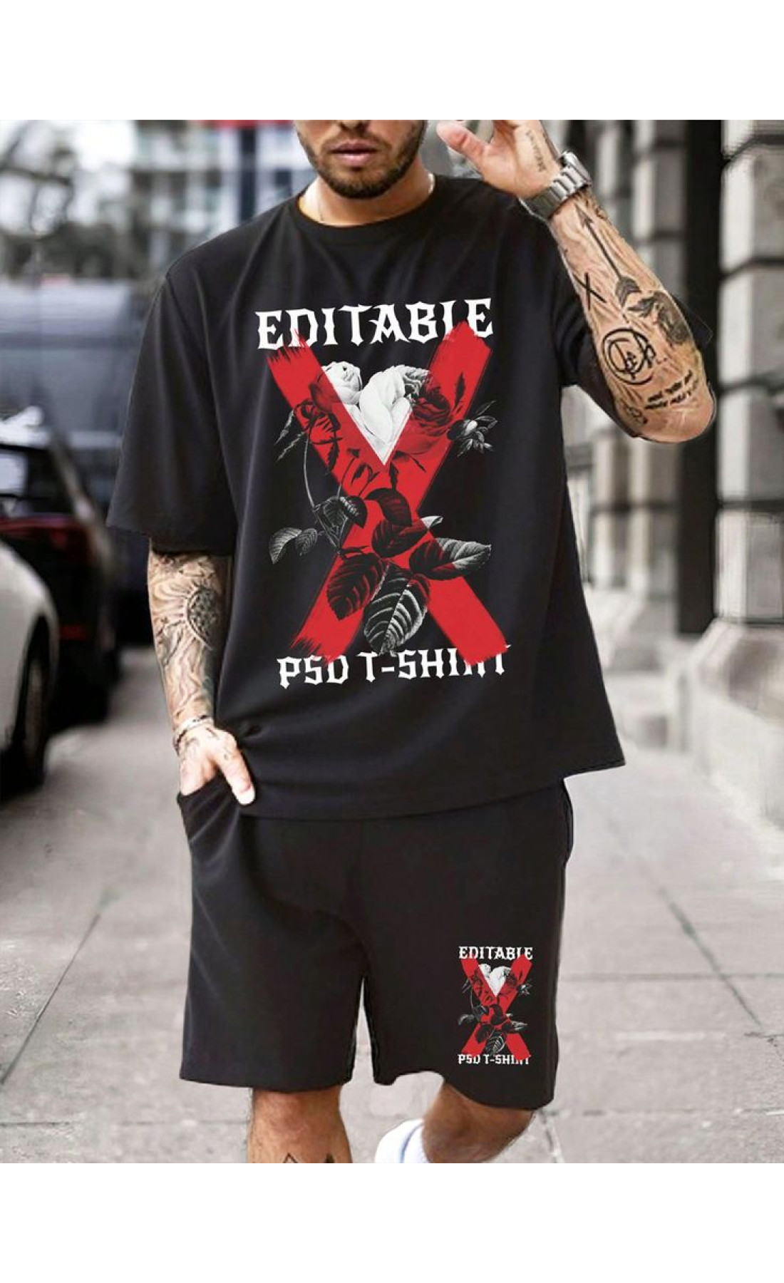 Комфортний чорний чоловічий літній спортивний костюм