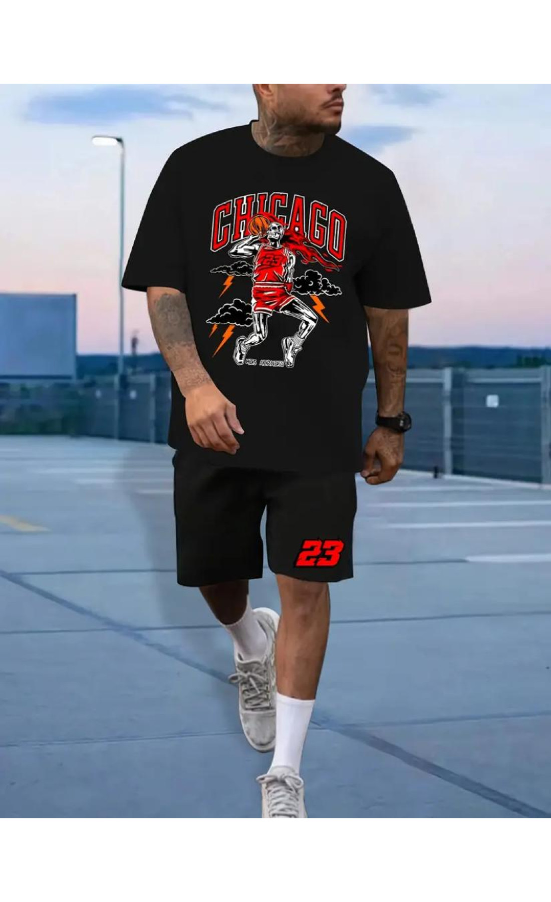 Літній чорний чоловічий стильний спортивний костюм