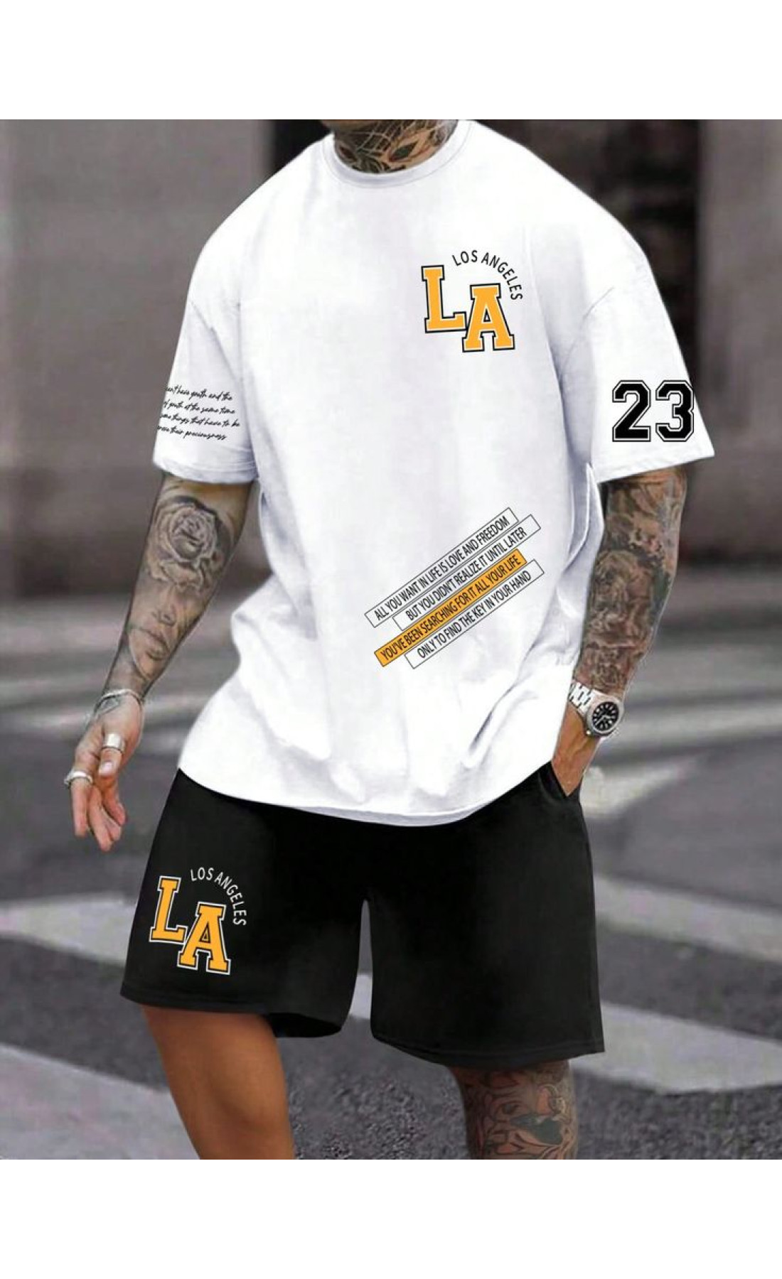 Легкий літній чоловічий спортивний костюм-двійка з трендовим дизайном