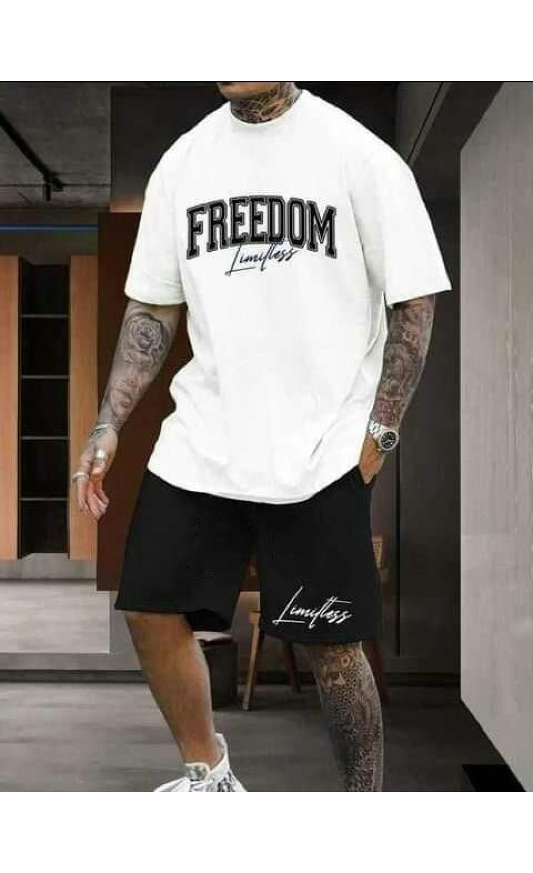 Трендовий чоловічий літній спортивний костюм зі стильними написами