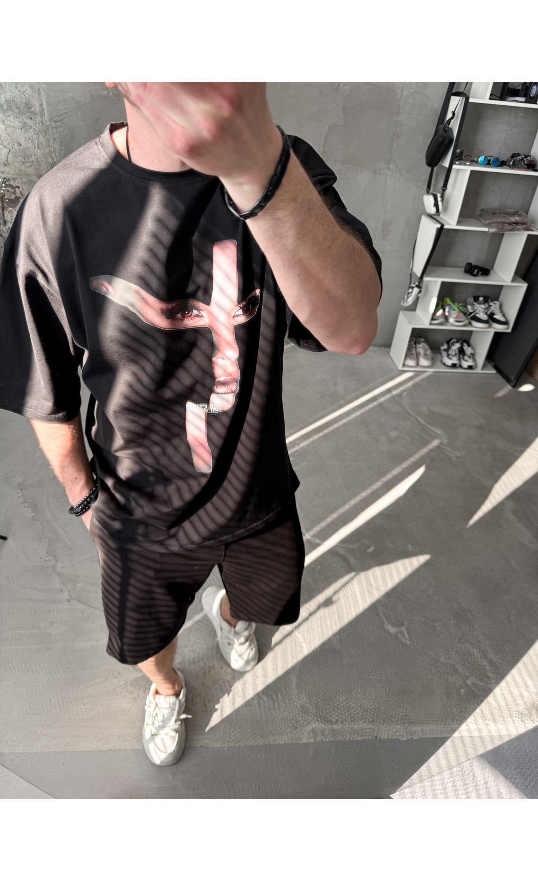 Комплект чоловічий футболка шорти оверсайз літо весна