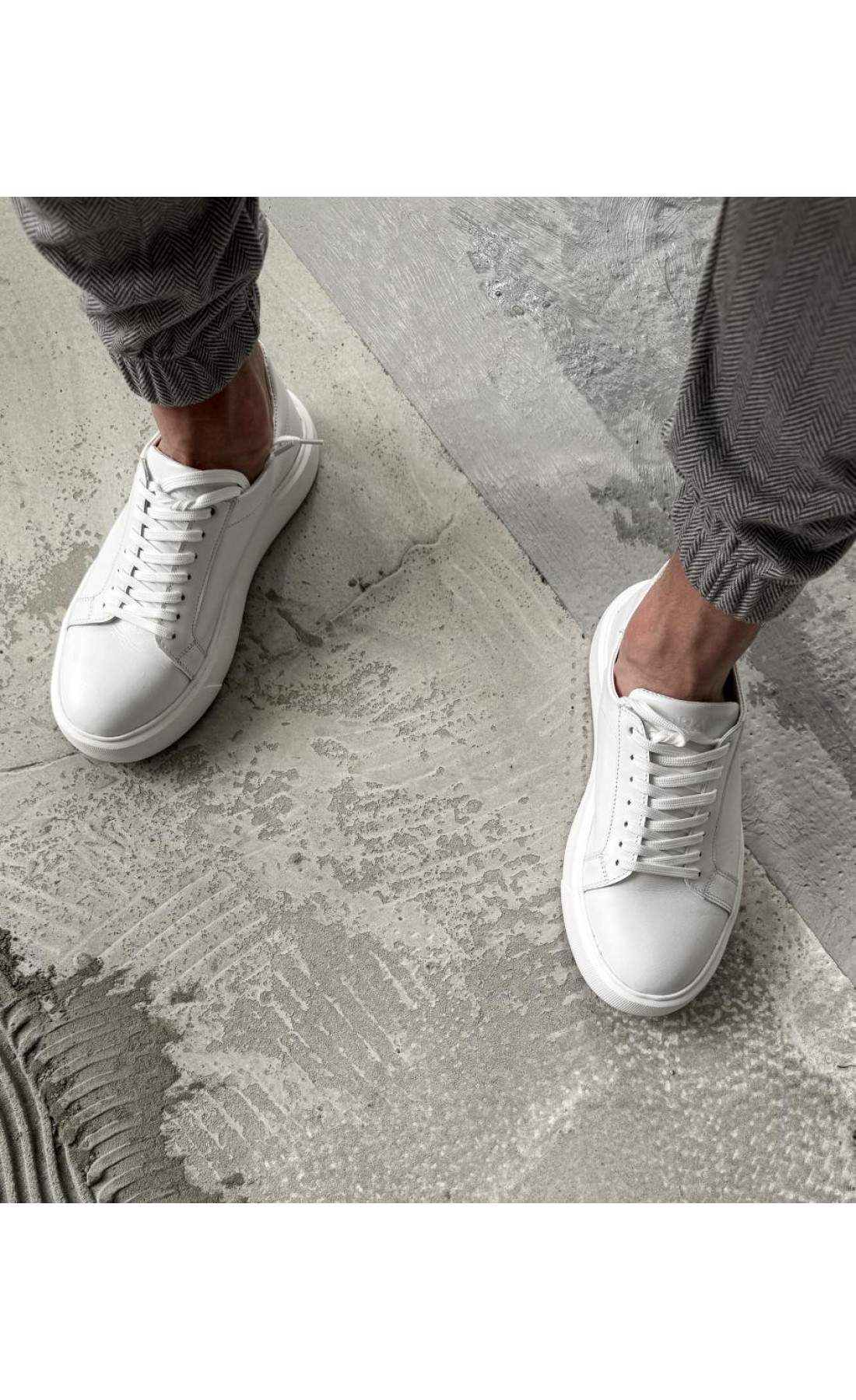 Натуральна шкіра кеди білого кольору чоловічі  весна осінь літо