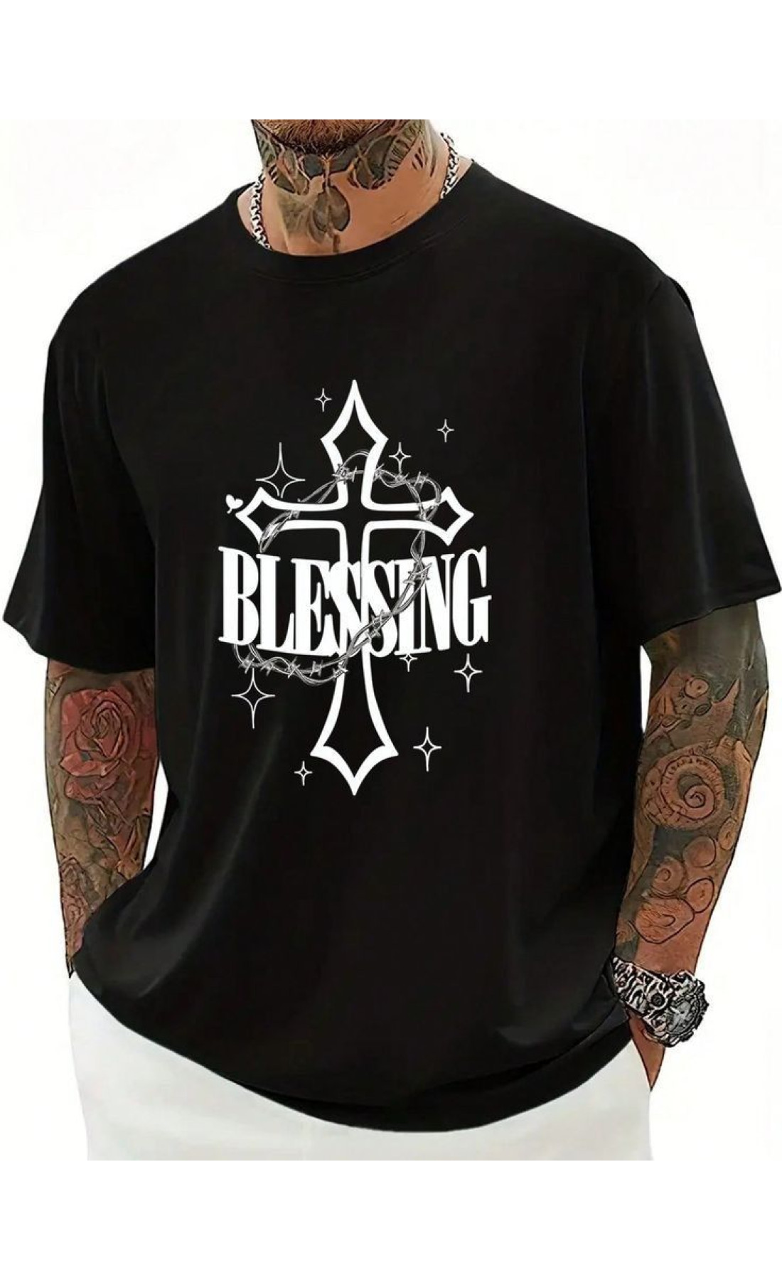 Чоловіча легка чорна оверсайз футболка з трендовим принтом