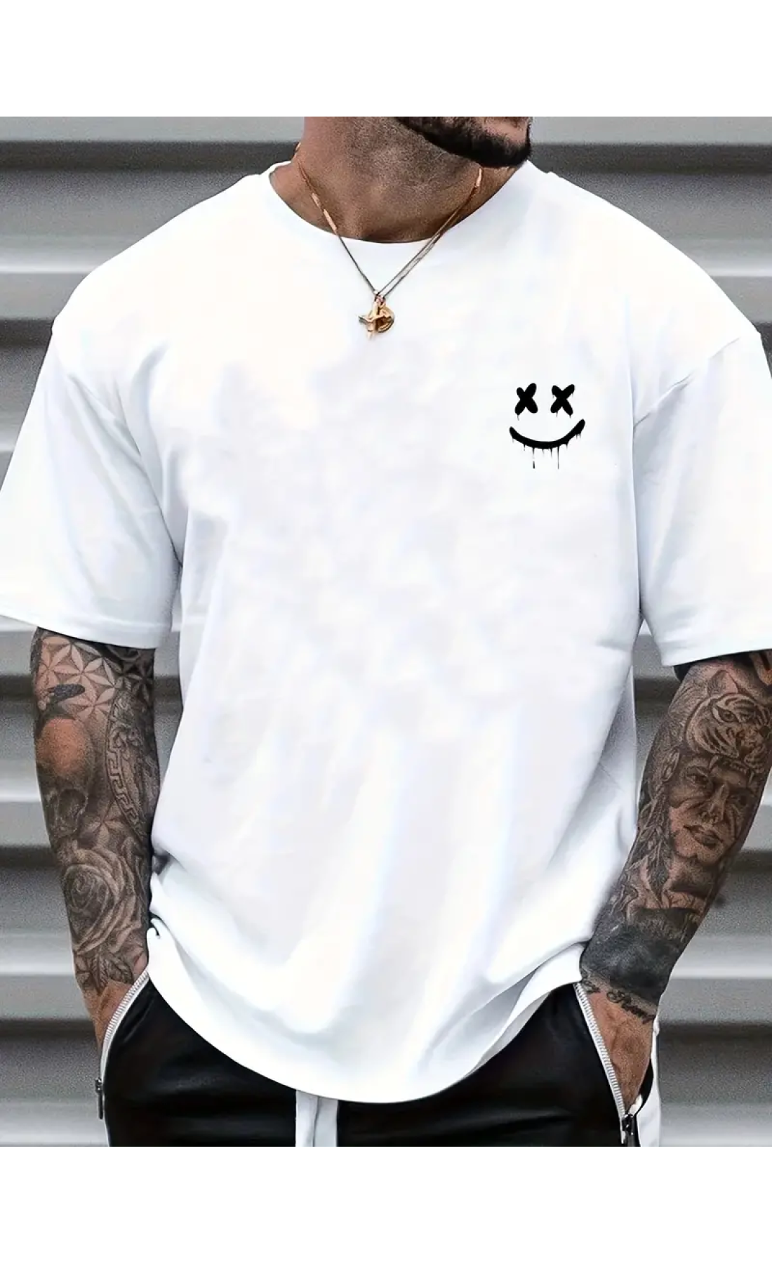 Легка біла чоловіча оверсайз футболка з принтом
