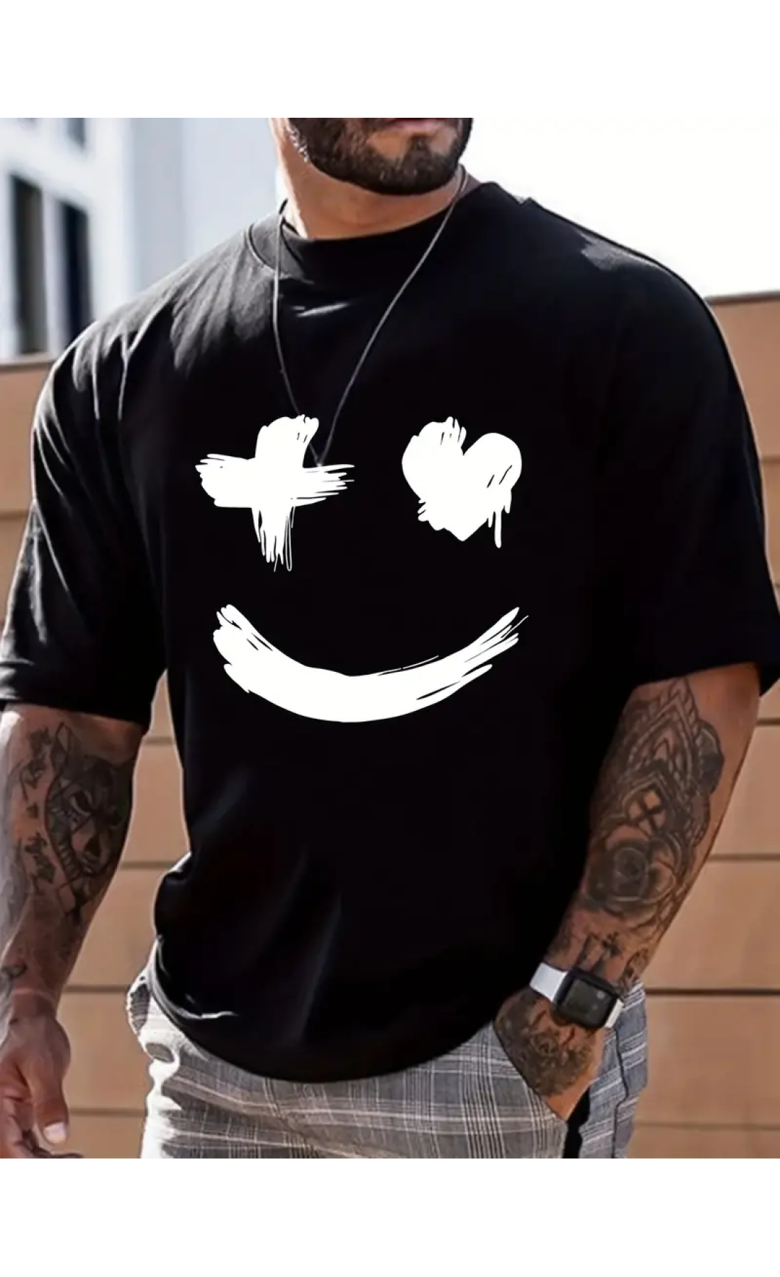 чорна чоловіча оверсайз футболка з яскравим дизайном