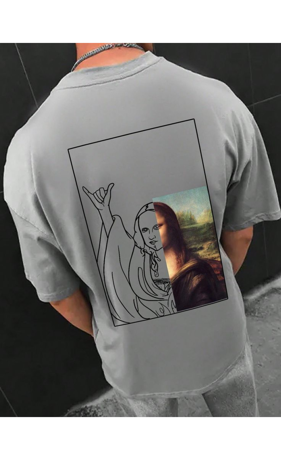 Чоловіча сіра легка оверсайз футболка з модним дизайном
