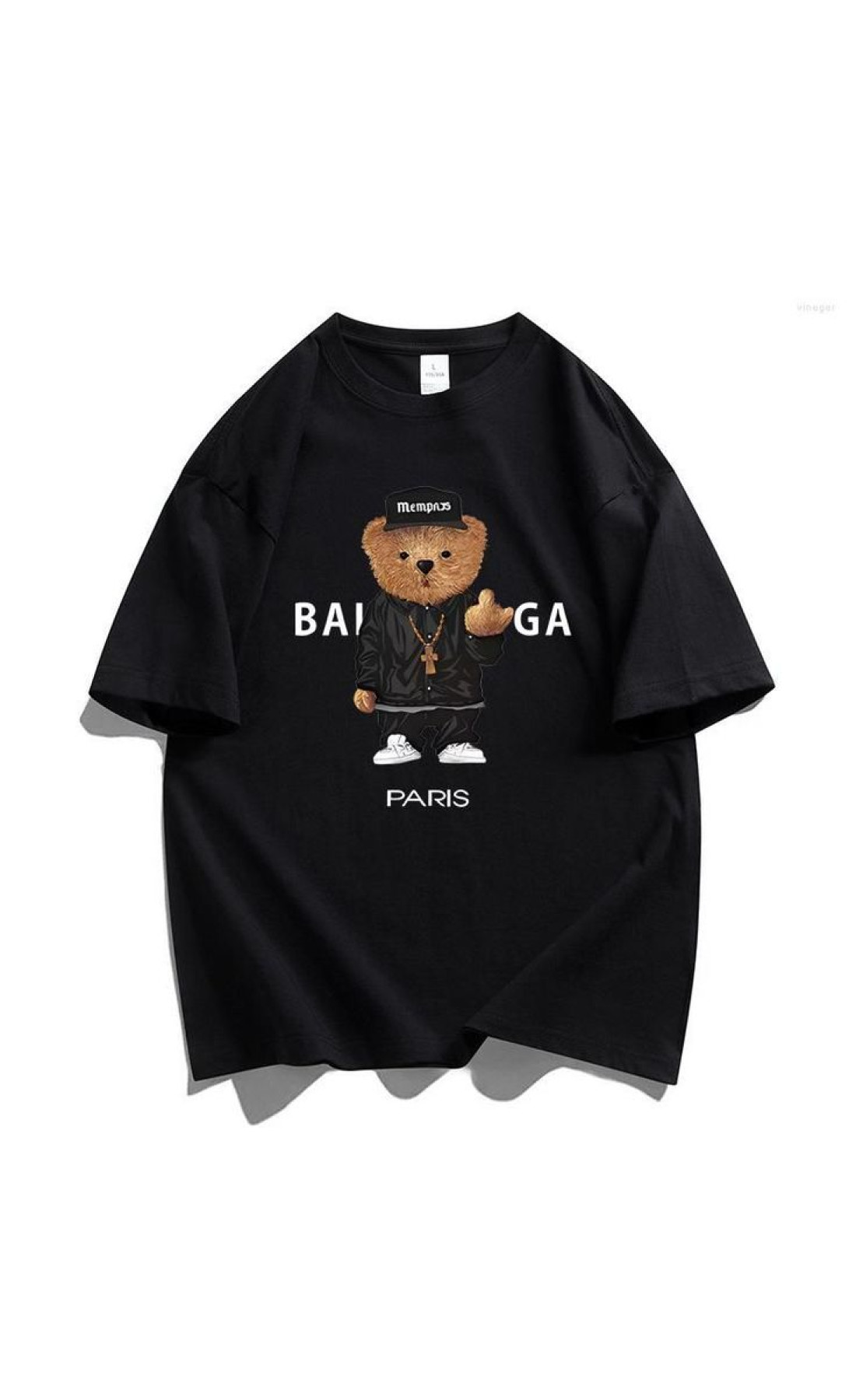 Чорна чоловіча футболка з дтф (оверсайз)