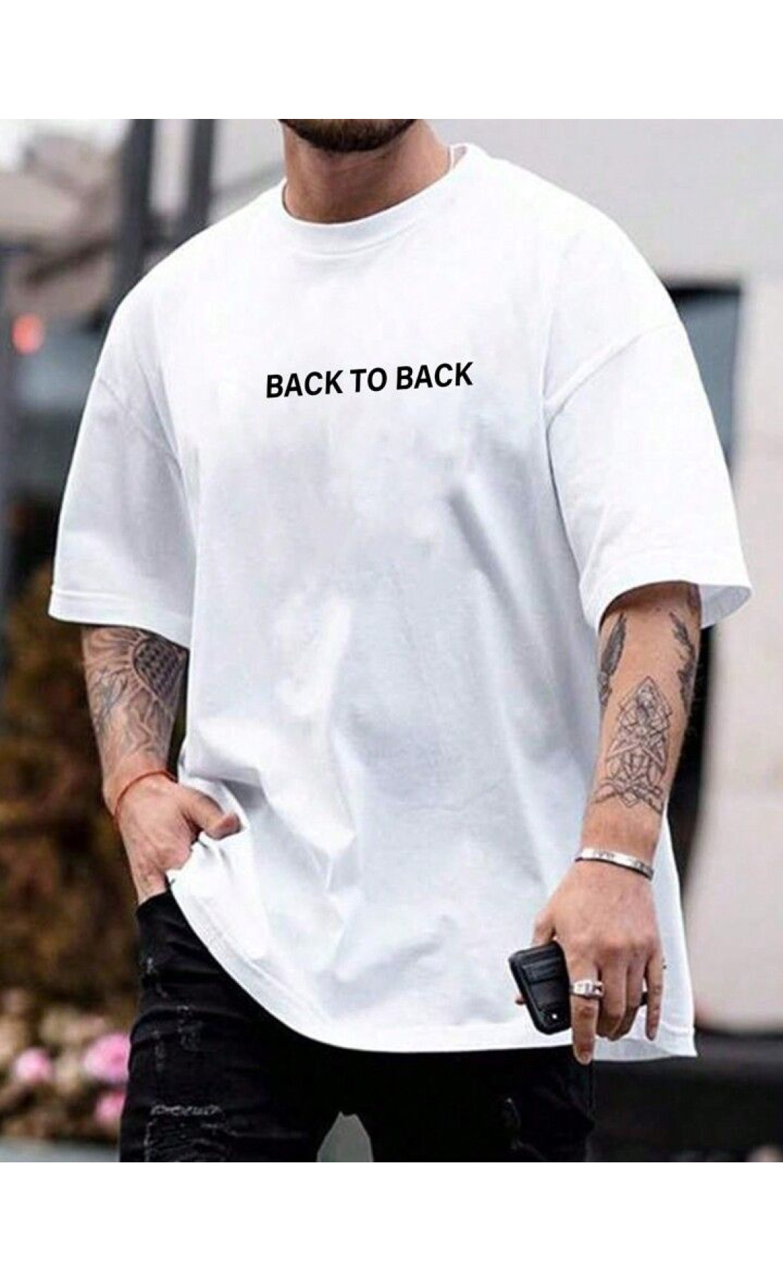 Біла чоловіча футболка з дтф (оверсайз)