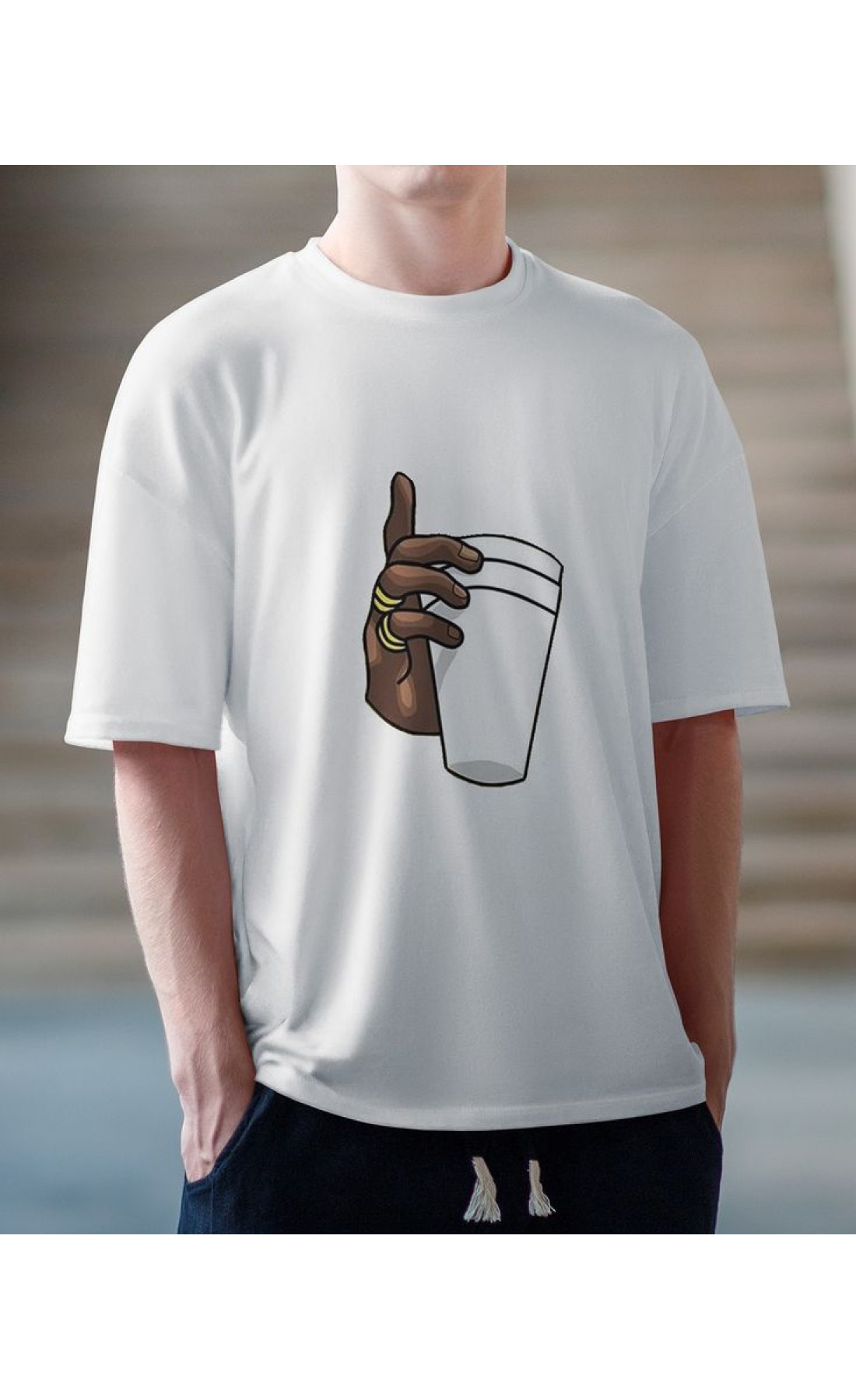 Біла чоловіча футболка з дтф (оверсайз)