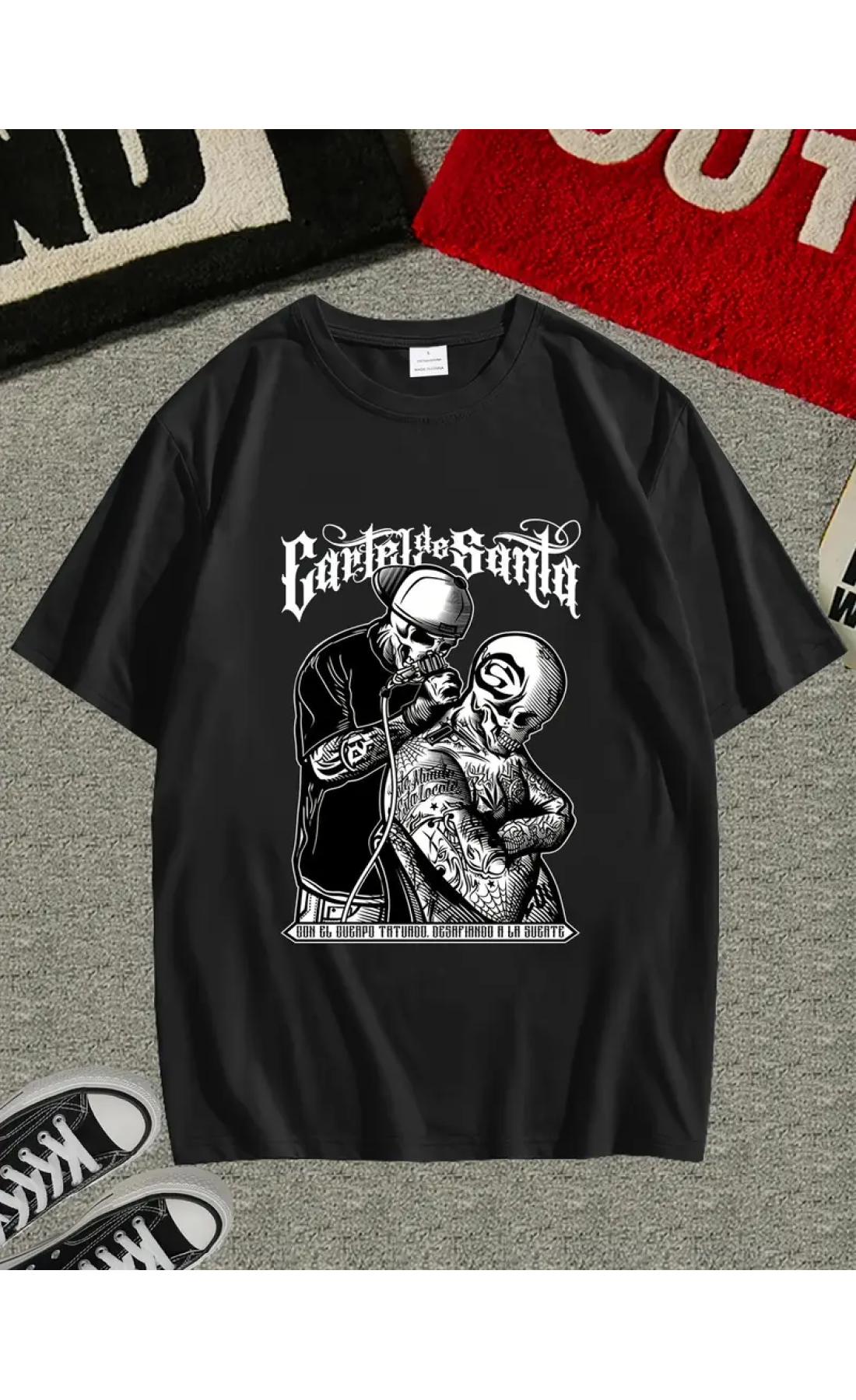 Чорна чоловіча футболка з дтф (оверсайз)