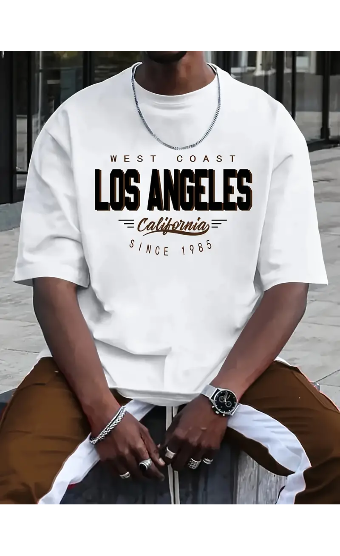 Біла чоловіча футболка з дтф (оверсайз)