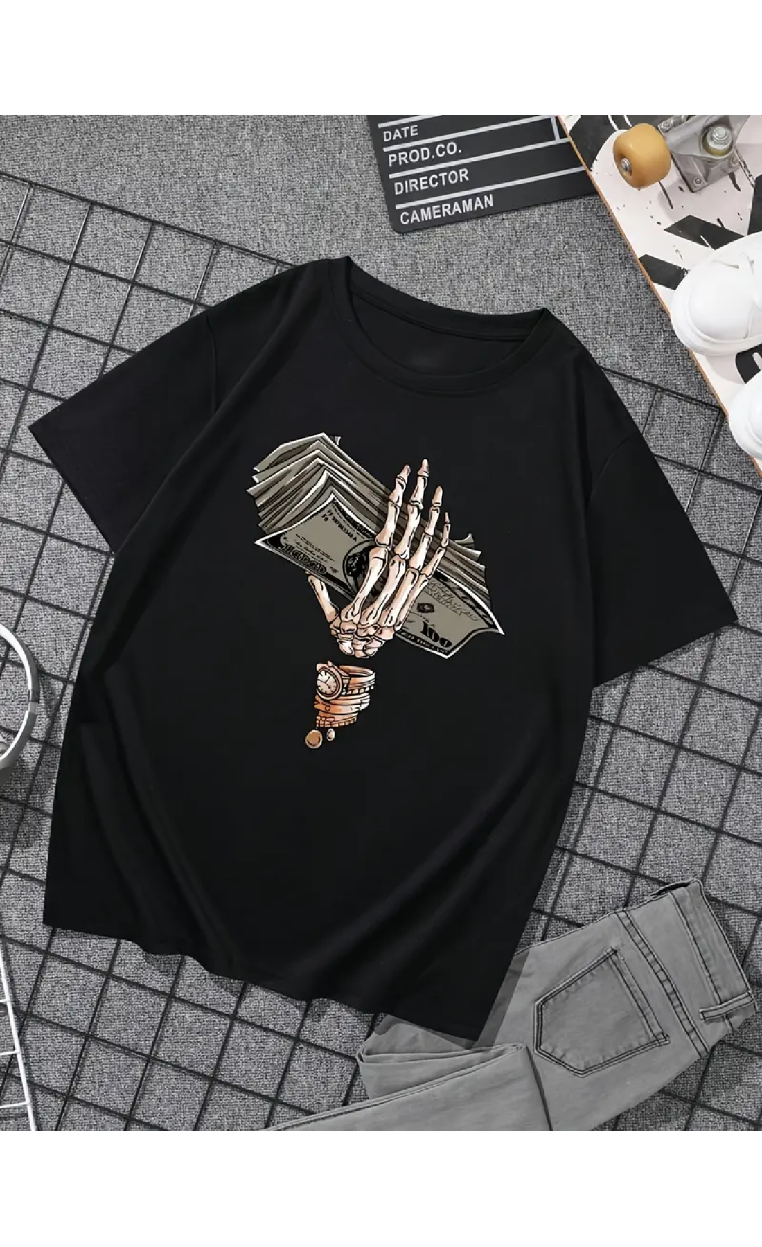 Чорна чоловіча футболка з дтф (оверсайз)