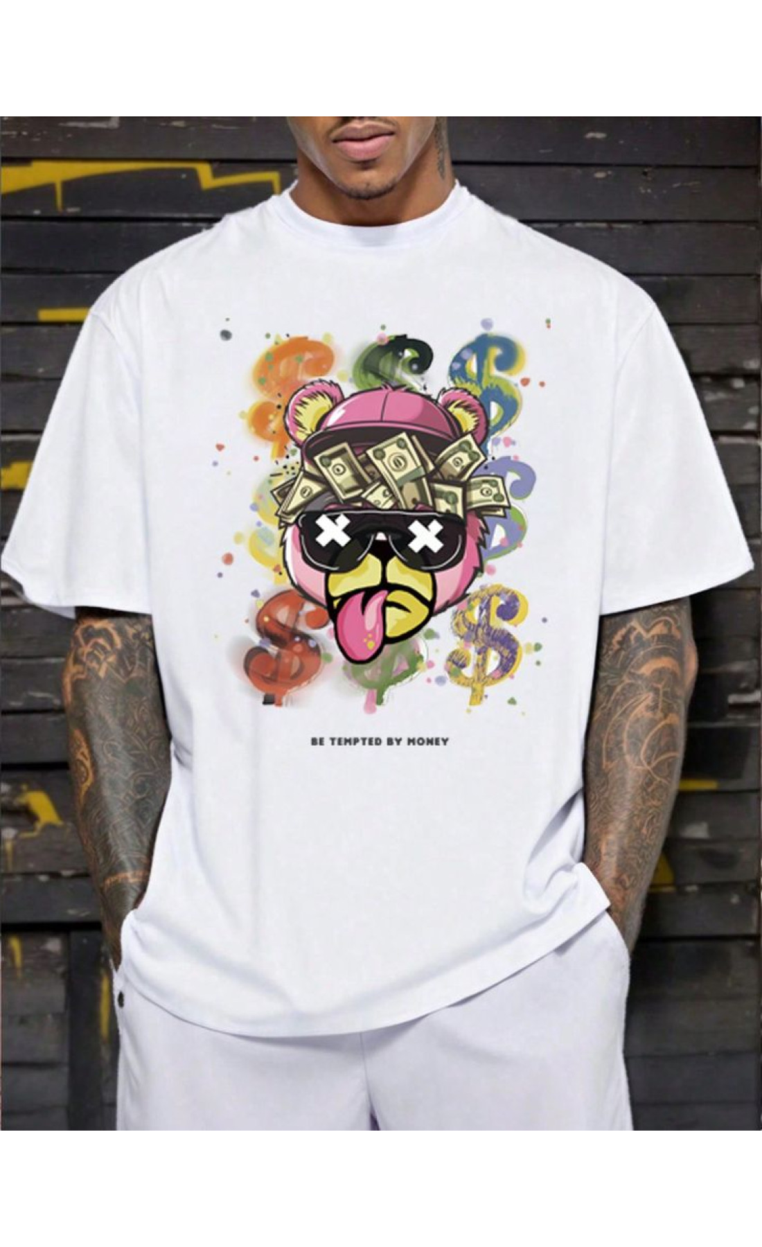 Біла чоловіча футболка з дтф (оверсайз)