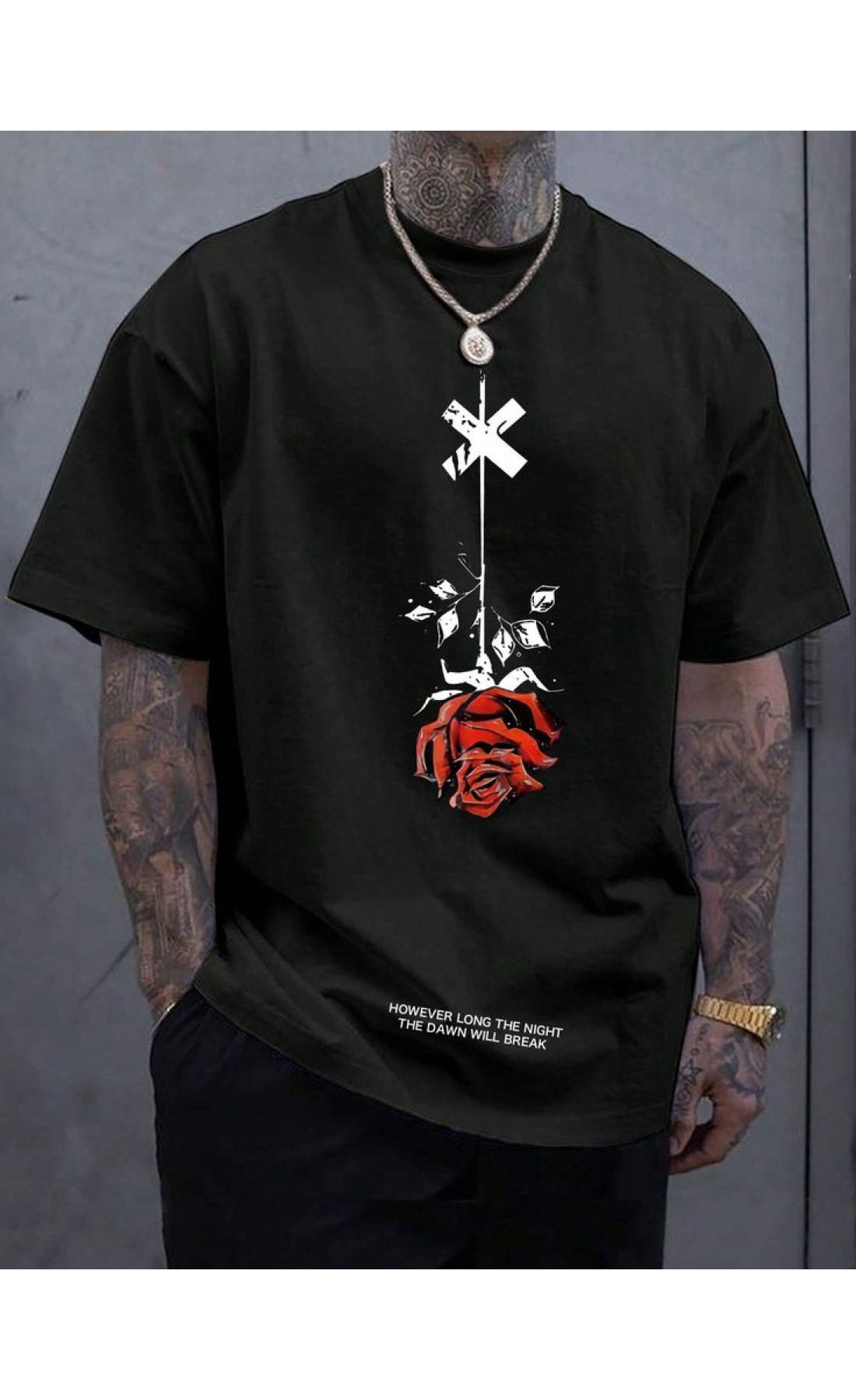 Чорна чоловіча футболка з дтф (оверсайз)