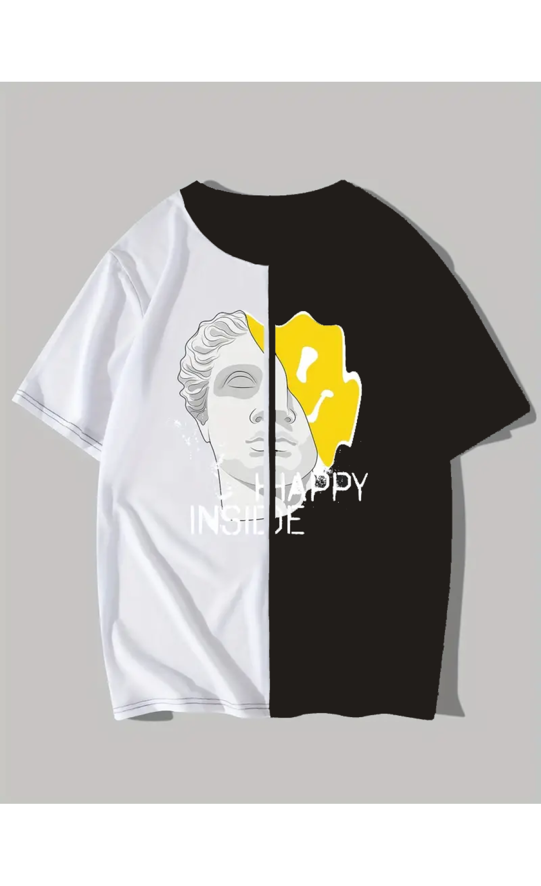 Чорно - біла чоловіча футболка з дтф принтом (оверсайз)