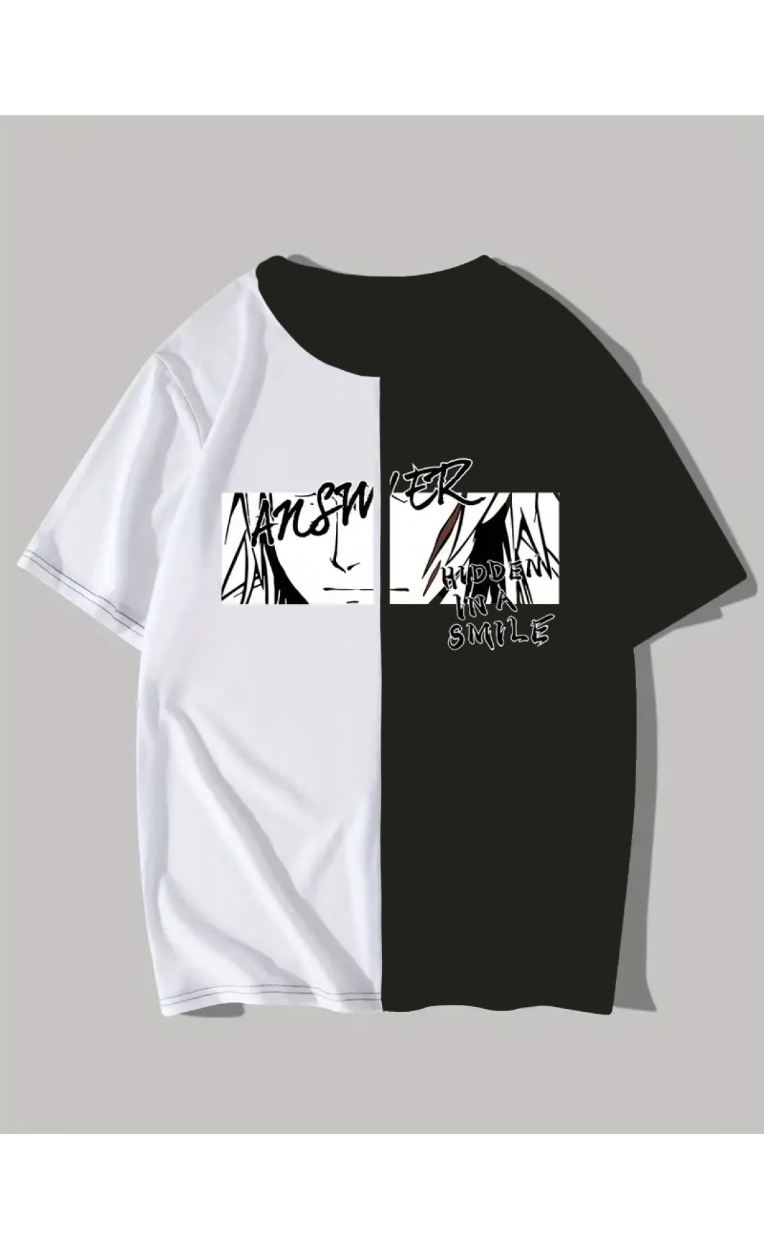 Чорно - біла чоловіча футболка з дтф принтом (оверсайз)