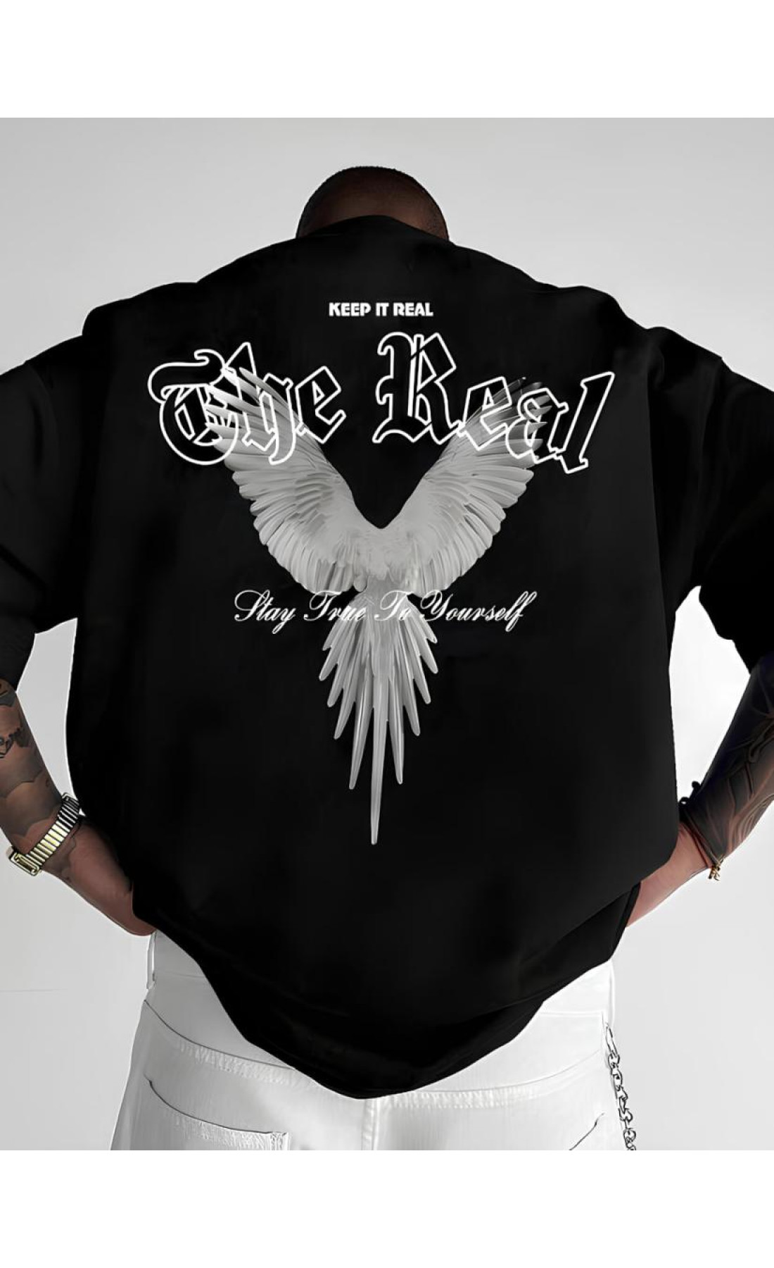 Чорна чоловіча футболка з дтф принтом (оверсайз)