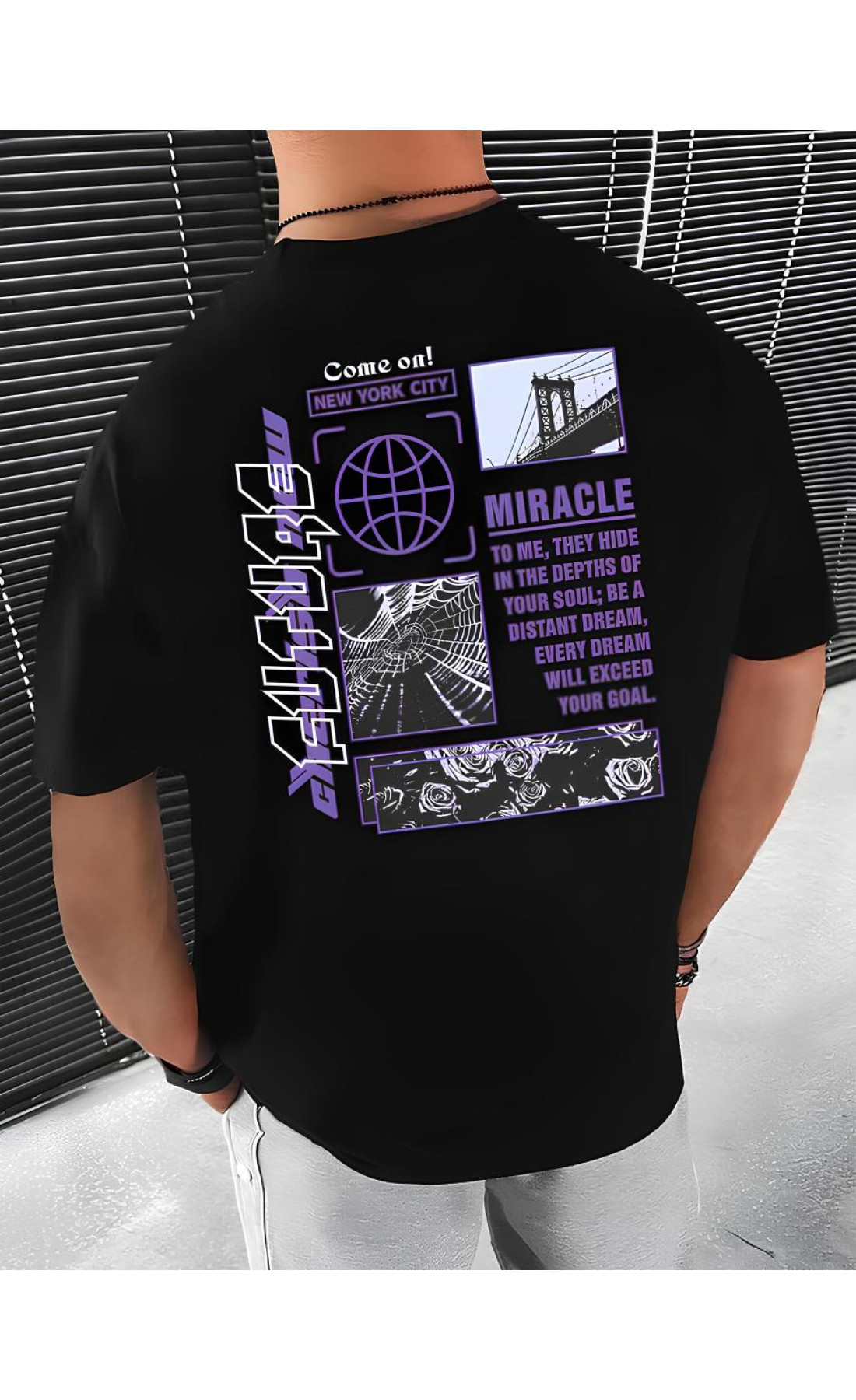 Чорна чоловіча футболка з дтф принтом (оверсайз)