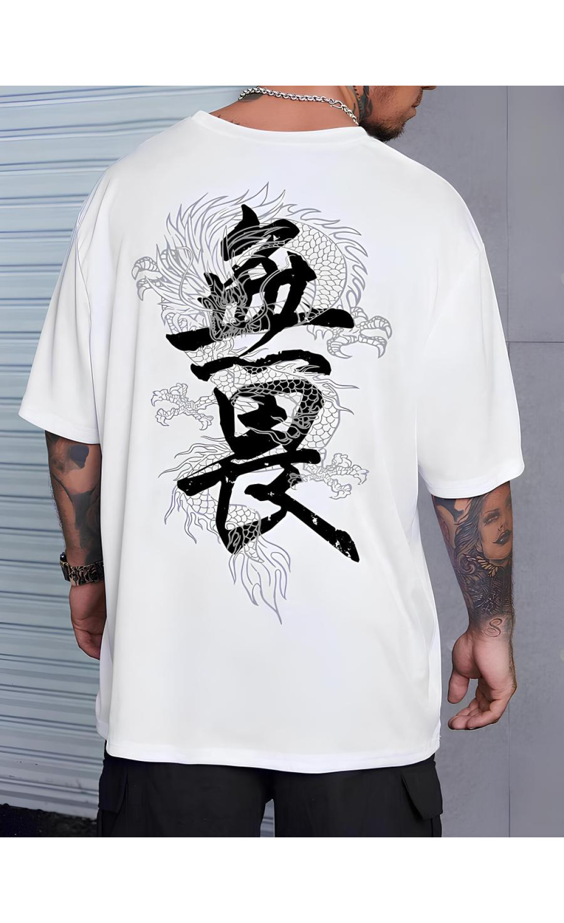 Біла чоловіча футболка з дтф принтом (оверсайз)