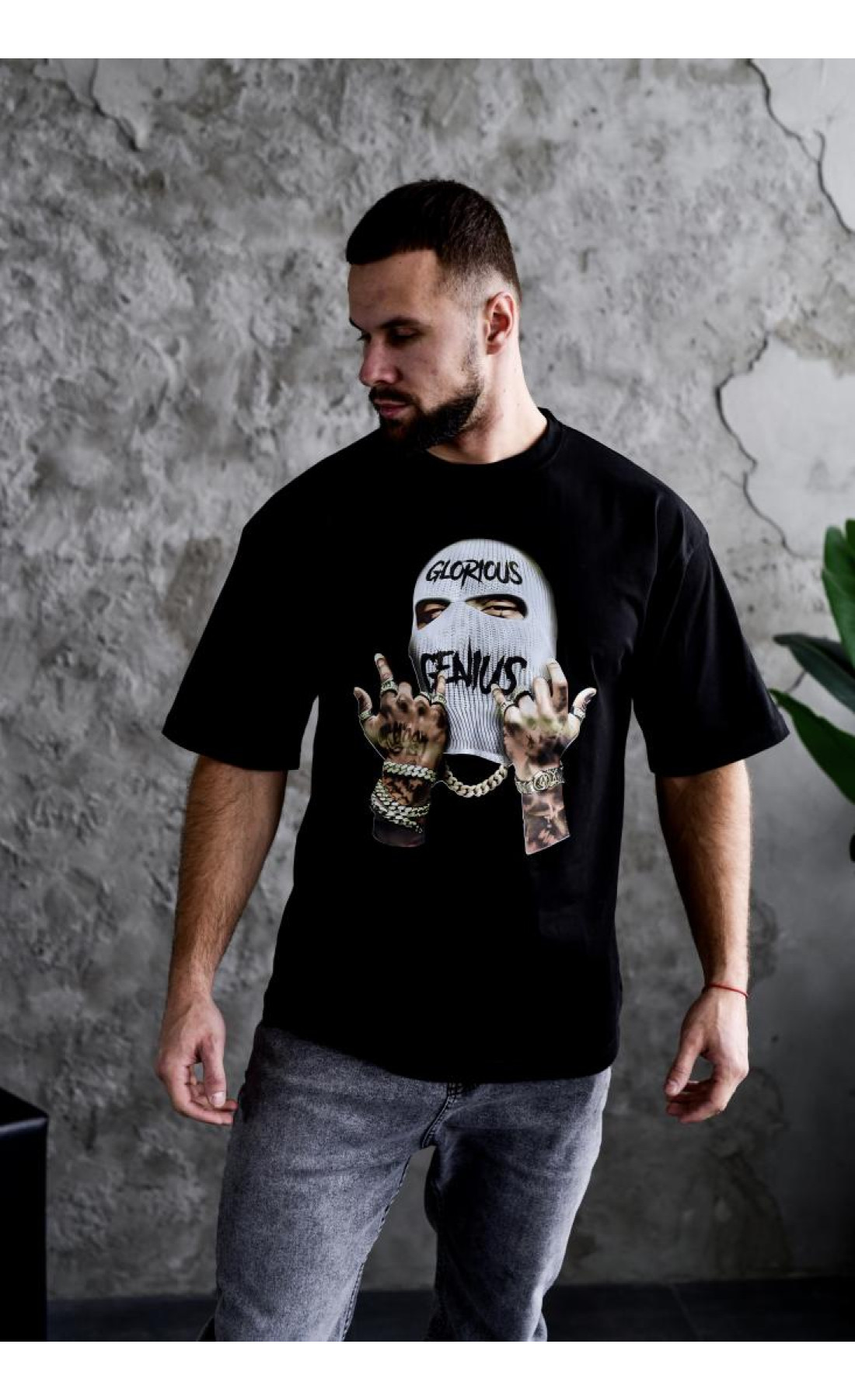 Футболка з дтф принтом оверсайз чоловіча жіноча