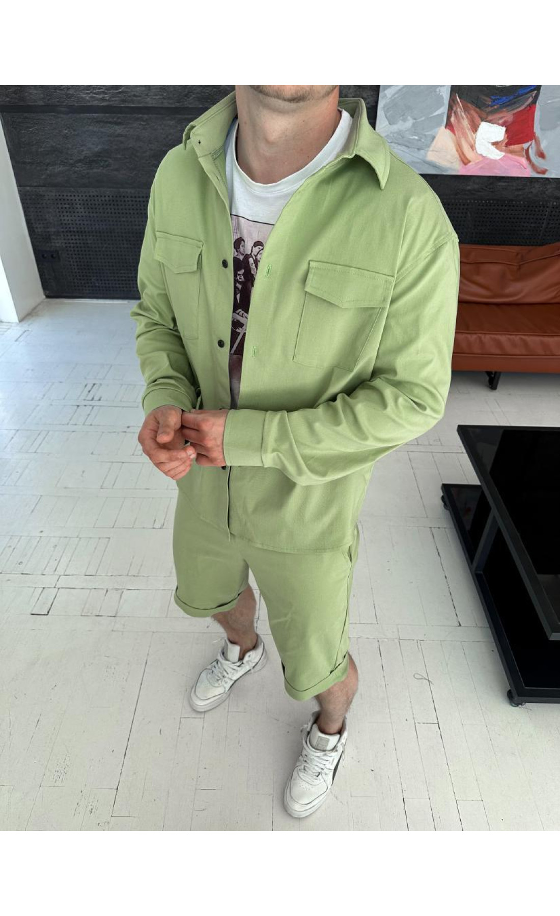 Котоновий костюм чоловічий сорочка шорти