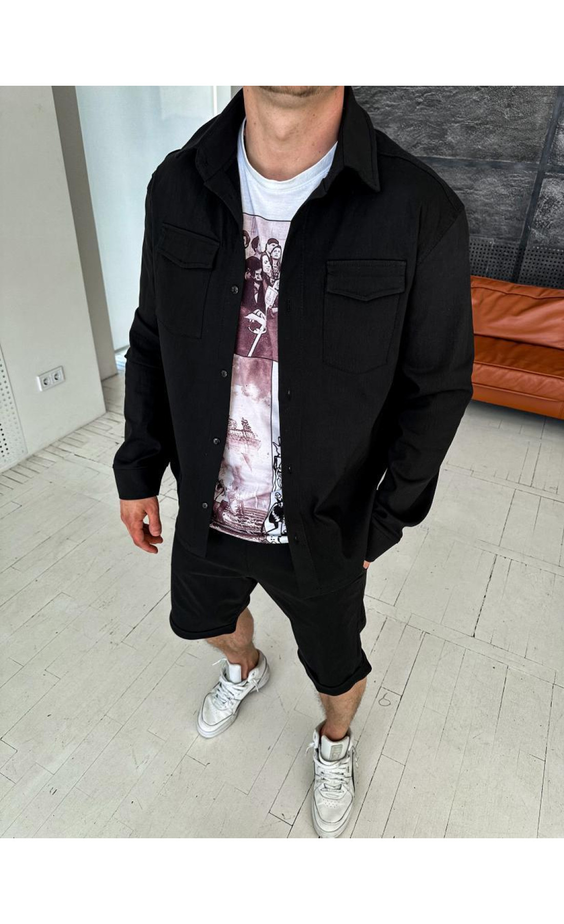 Котоновий костюм чоловічий сорочка шорти