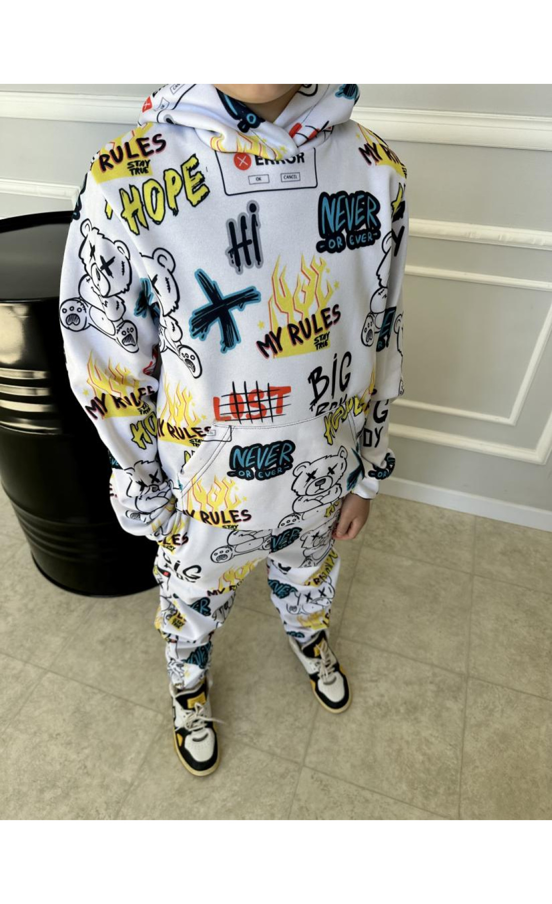 Принтований дитячий чоловічий костюм на легкому флісі