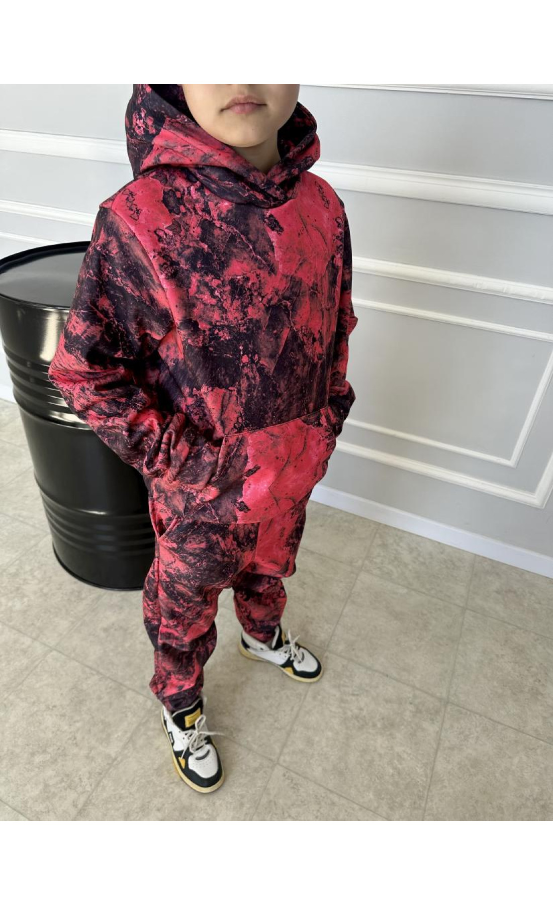 Принтований дитячий чоловічий костюм на легкому флісі