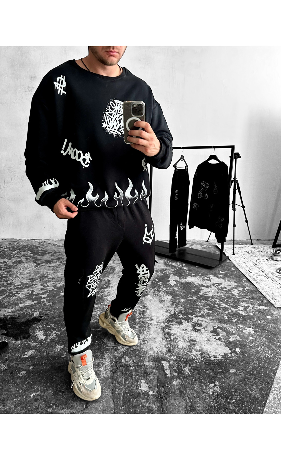 Костюм світшот штани чоловічій чорний дтф принт виробництво україна