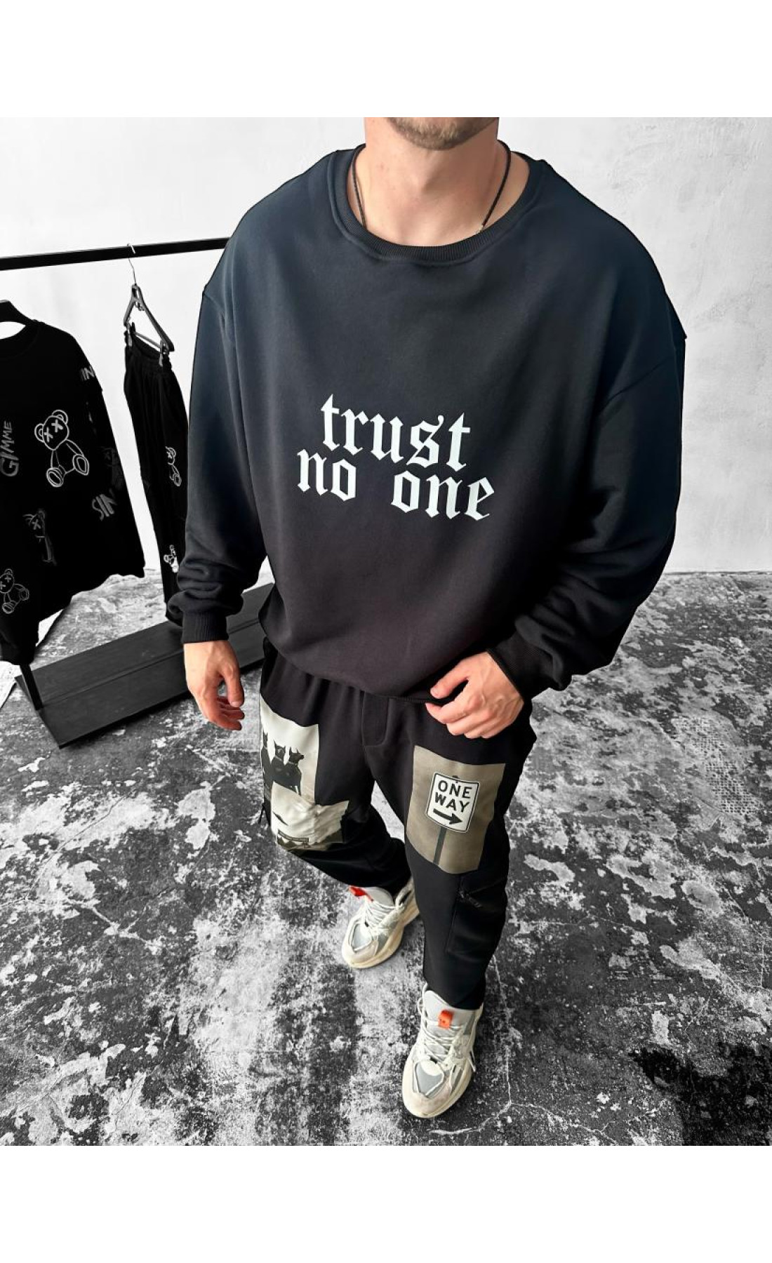 Костюм світшот штани чоловічій чорний дтф принт виробництво україна