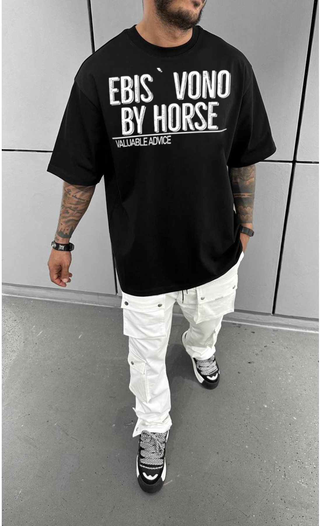 Чорна літня легка чоловіча оверсайз футболка з принтом