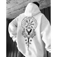 Біле чоловіче  оверсайз худі з трендовим дизайном