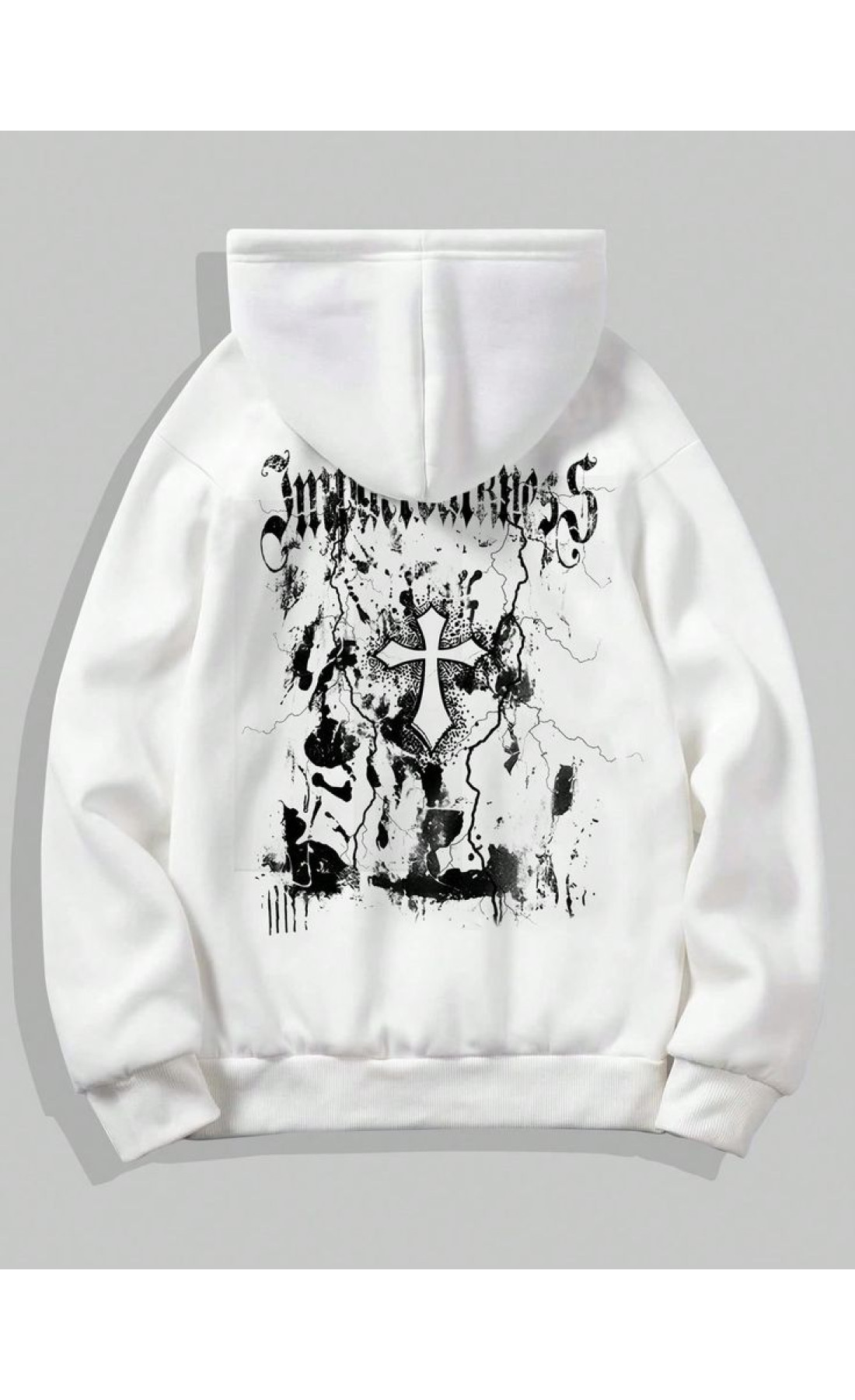 Біле чоловіче  оверсайз худі з трендовим дизайном