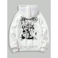 Біле чоловіче  оверсайз худі з трендовим дизайном