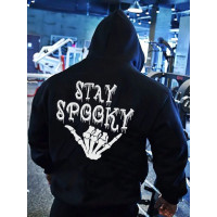 Чоловіче чорне  оверсайз худі з трендовим принтом