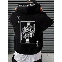 Чоловіче чорне  оверсайз худі з трендовим принтом