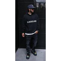 Чорне чоловіче  оверсайз худі з модним дизайном