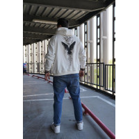 Біле чоловіче  оверсайз худі з трендовим дизайном