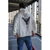 Біле чоловіче  оверсайз худі з трендовим дизайном