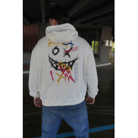 Біле чоловіче  оверсайз худі з трендовим дизайном