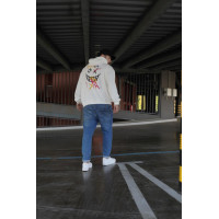 Біле чоловіче  оверсайз худі з трендовим дизайном