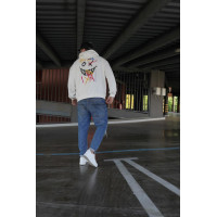 Біле чоловіче  оверсайз худі з трендовим дизайном