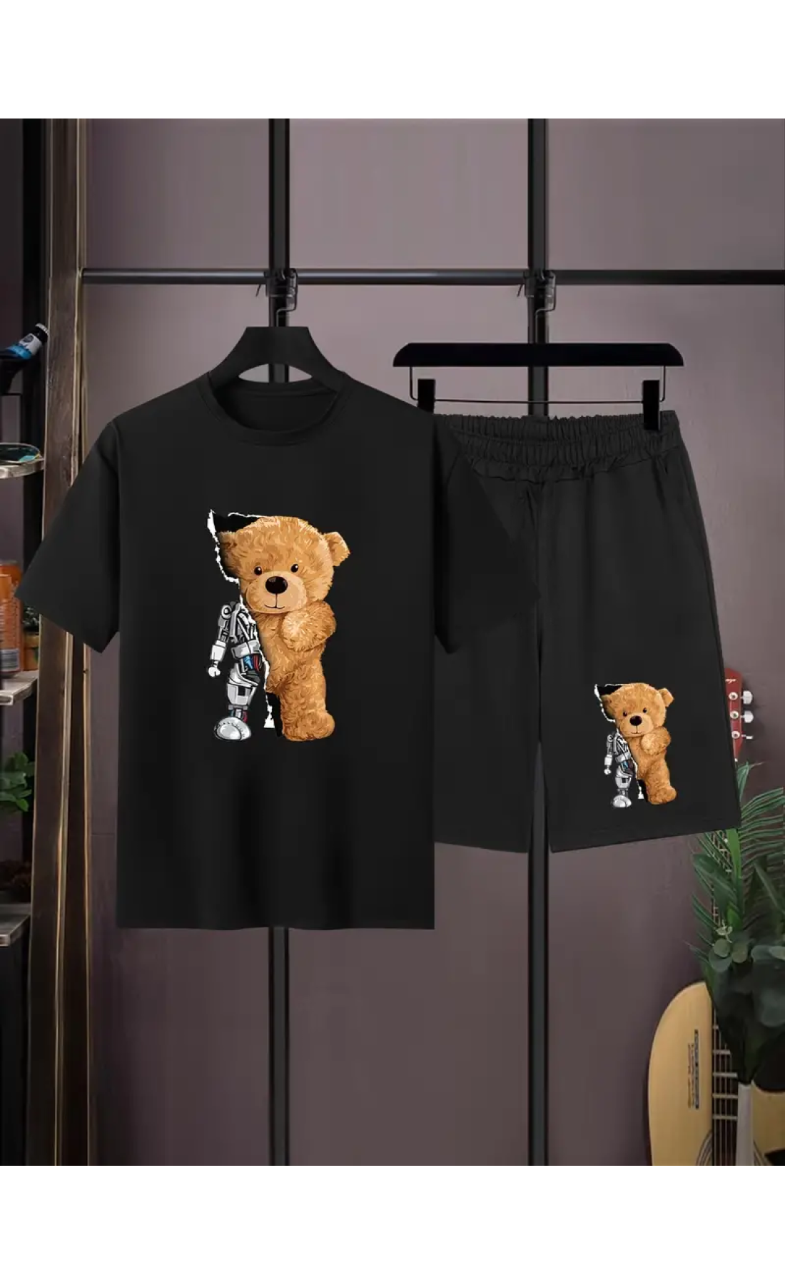 Чоловічий стильний чоловічий літній спортивний костюм-двійка з трендовим принтом