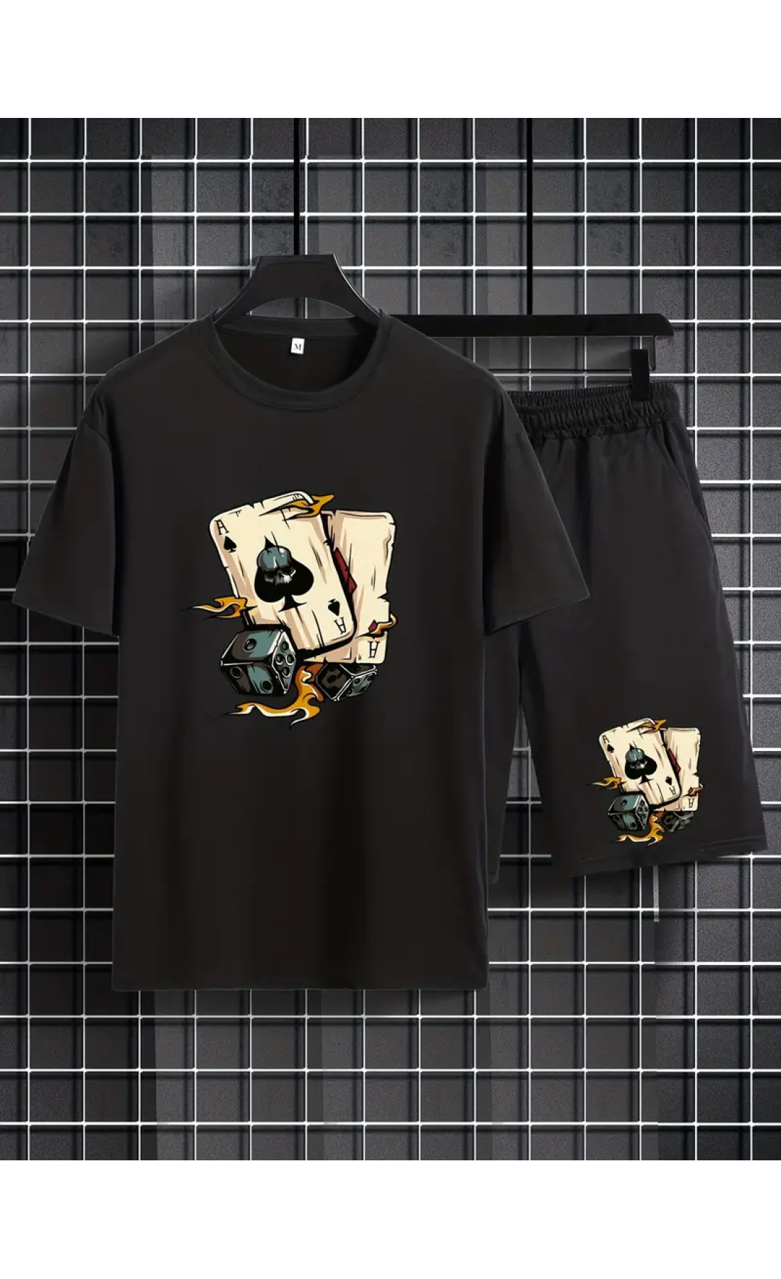 Стильний чорний чоловічий літній спортивний костюм-двійка з модним дизайном