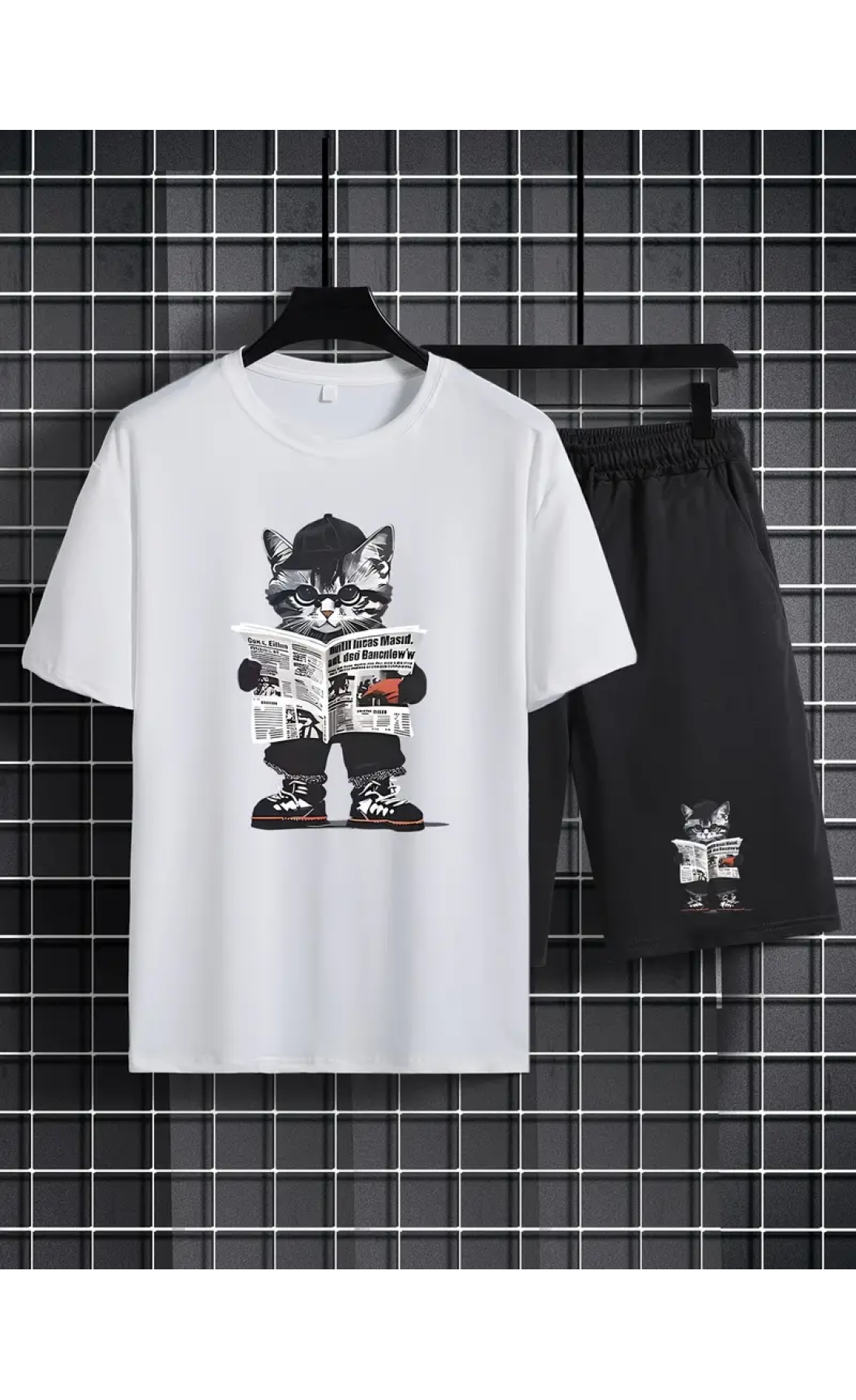 Чорно-білий чоловічий комфортний літній спортивний костюм з модним дизайном