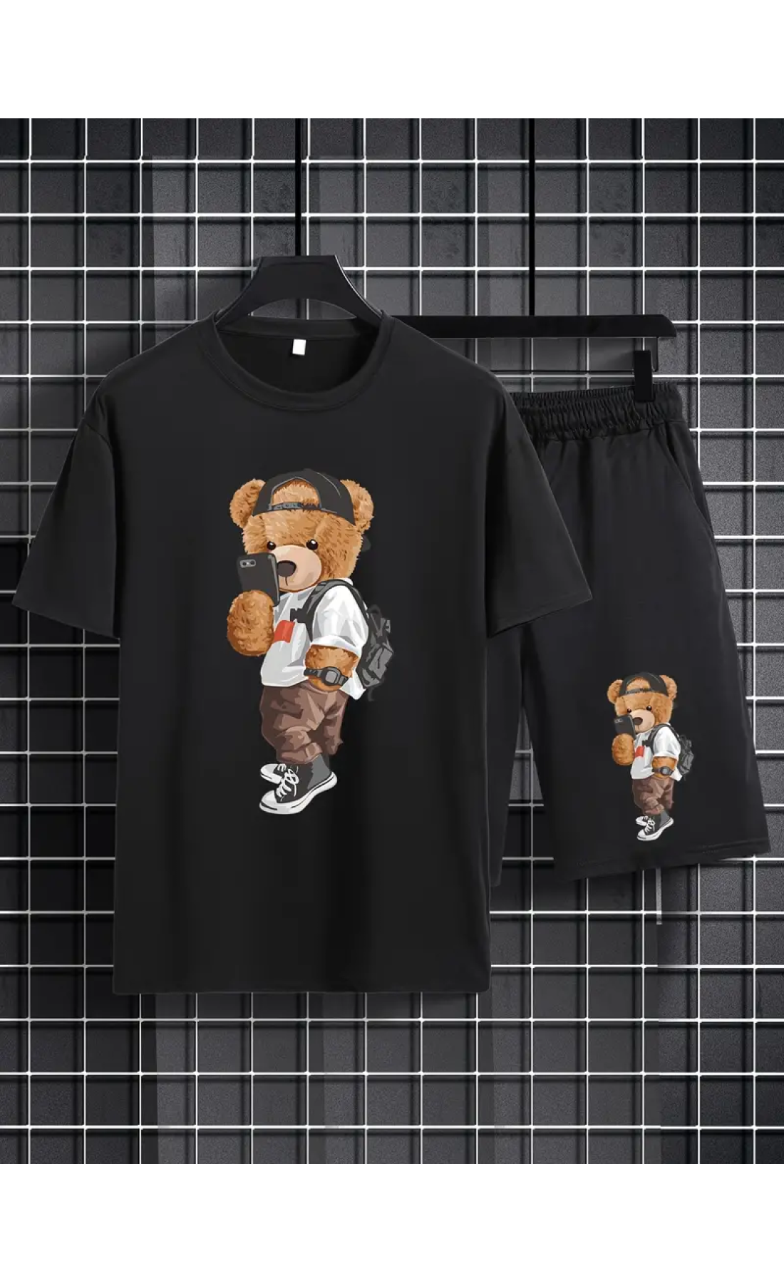 Чоловічий модний чорний літній спортивний костюм з трендовим дизайном